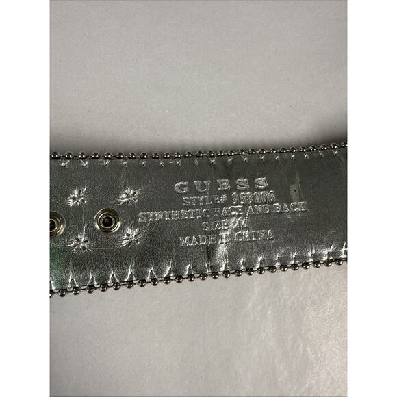 Guess Y2K cowboy RHINESTONE studded belt Patchwork embossed WESTERN Size M EUC - Picture 4 of 5